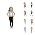 thumbnail image 1 of Girls Clothes Girls Glitter Leggings Metallic Stripe Performance Dance Pants Stretchy Straight Leg Trousers for Kids Stage Shows & Practice, 1 of 4
