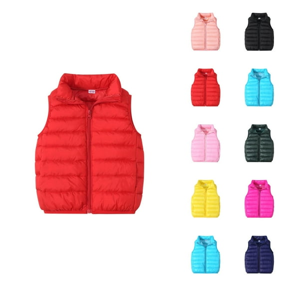 Girls Clothes Girls Jackets Unisex Baby Vest Stand Up Collar Zip Up Sleeveless Jacket For Winter Fall
