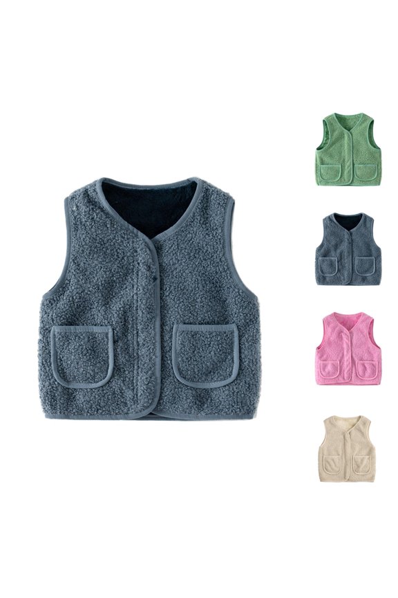 Girls Clothes Girls Lightweight Jacket Toddler Children Girls Boys Solid Warm Thick Spring Winter Sleeveless Vest Clothes Coat Zipper For Babys Clothes
