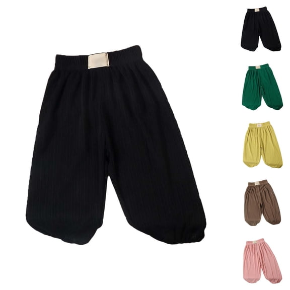 Girls Clothes Girls Pants Ice Silk Elastic High Waisted Casual Trousers Summer Flowy Stretchy for Kids