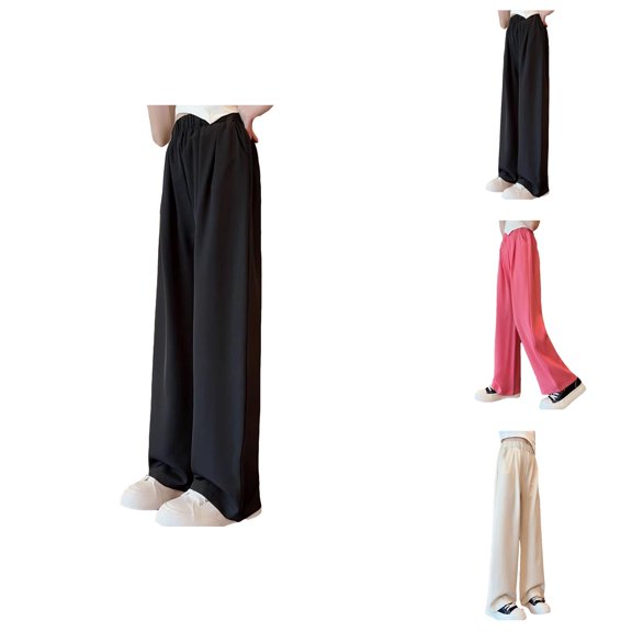 Girls Clothes Girls Pants Leisure Solid Color Straight Leg Suit Pants Casual Fashion Trousers for Age 4-12