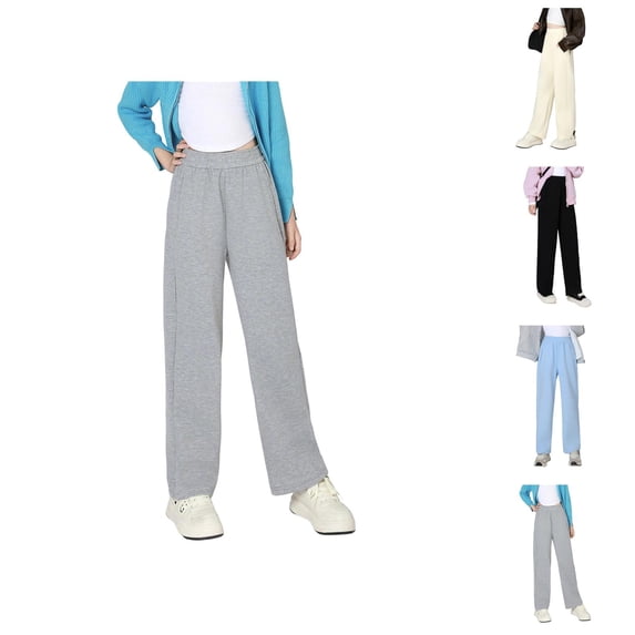 Girls Clothes Girls Straight Leg Joggers Kids Casual Athletic Pants Wide Leg Fit Elastic Waist Sweatpants for Daily Wear Toddlers to