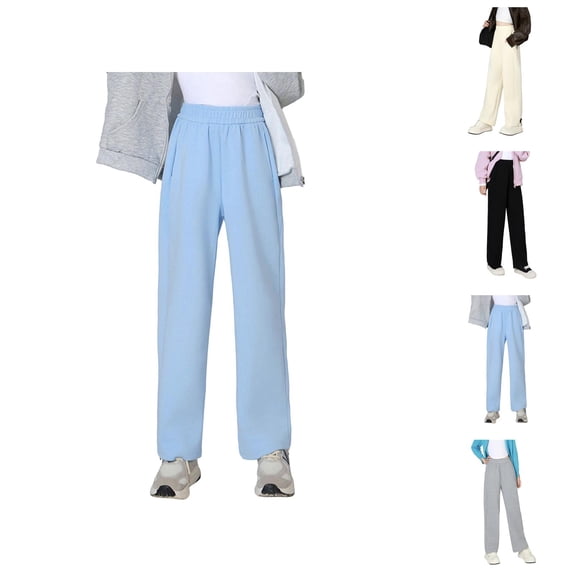 Girls Clothes Girls Straight Leg Joggers Kids Casual Athletic Pants Wide Leg Fit Elastic Waist Sweatpants for Daily Wear Toddlers to Teens