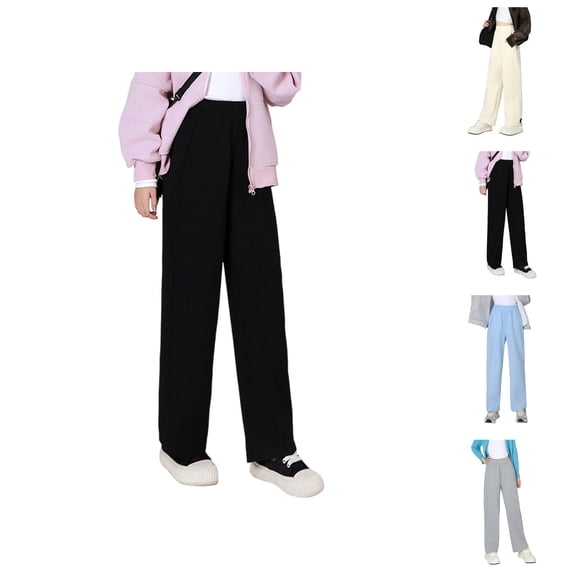 Girls Clothes Girls Straight Leg Joggers Kids Casual Athletic Pants Wide Leg Fit Elastic Waist Sweatpants for Daily Wear Toddlers to Teens