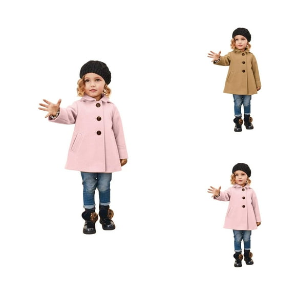 Girls Clothes Jacket for Girls Toddler Baby Kids Girls Winter Windproof Wool Blends Coat Jacket Warm Outerwear