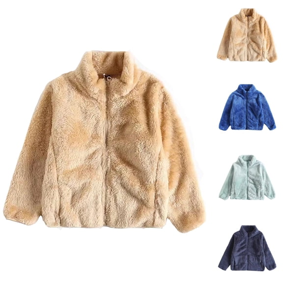 Girls Clothes Jacket for Girls Toddler Kids Baby Girls Boys Solid Wool Coat Jacket Outerwear Zipper Warm Thick Winter Outwear With 2 Pockets