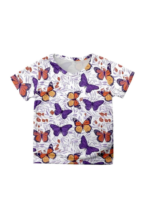 Girls Clothes Kids Erfly Print Short Sleeve T Shirt Tops Casual