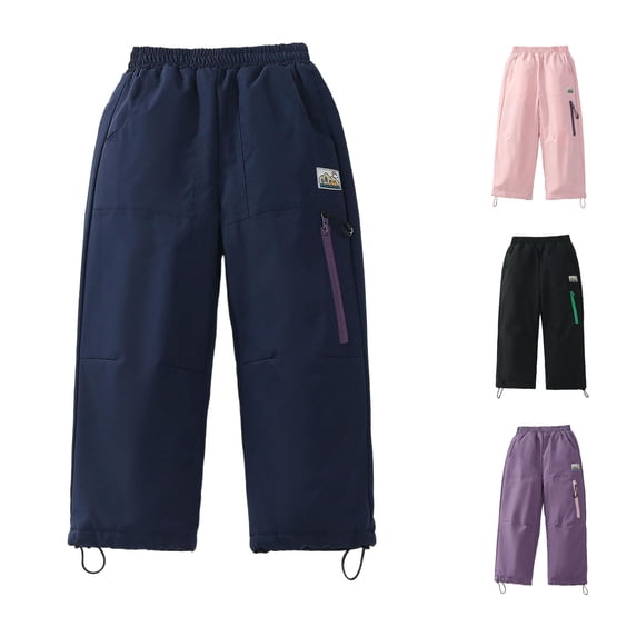 Girls Clothes Kids Soft Outer Pants Windproof Lined Winter Snow Pants for Girls Outdoor Sports Travel Casual Trousers Navy 4-5 Years