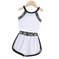 thumbnail image 1 of Girls Clothes "LOVE" Letter Pattern Printed Suspenders + Shorts 2PCS Set Casual Sports Spring Summer Big Kid Clothes, 1 of 5