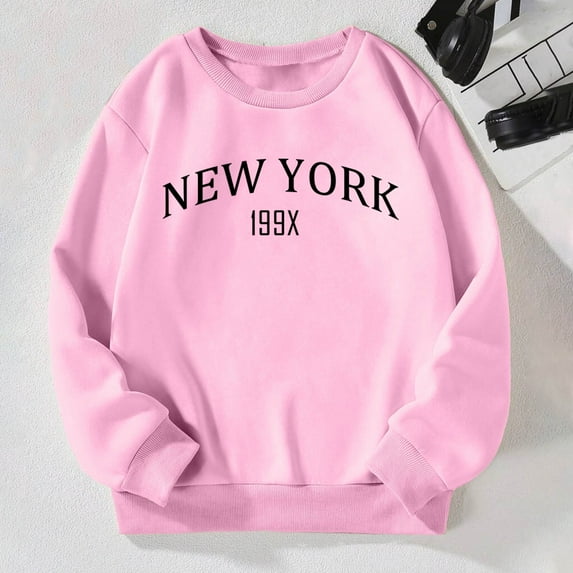 Girls Clothes Neck Sweatshirt Custom Sweatshirt Long Sleeve Graphic Top Print Casual Pullover Sweatshirts Lounge Sweatshirts for Girls Trendy