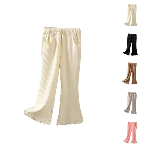 Girls Clothes Pants Girls Girls Flared Pants Toddler Kids Casual Summer Outdoor Play Soft Breathable Comfortable Stretchy Elastic Waist Lightweight Durable Everyday Wear