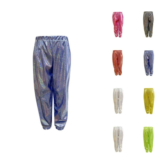 Girls Clothes Pants for Girls Kids Girls Boys Sparkly Metallic Harem Dance Pants Loose Fit For Modern Hop Street Dancewear