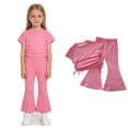 thumbnail image 1 of Girls Clothes Ruched Drawstring Short Sleeve Top and Pants 2 Piece Girls Outfit Summer Clothes 5-6 Years, 1 of 4
