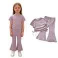 thumbnail image 1 of Girls Clothes Ruched Drawstring Short Sleeve Top and Pants 2 Piece Girls Outfit Summer Clothes 9-10 Years, 1 of 4