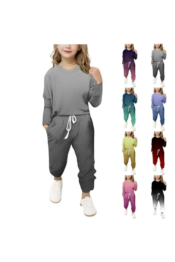 Girls Clothes Sets Sweatsuits Long Sleeve Gradient Color Pullover Sweatshirts and Joggers Pants with Pocket