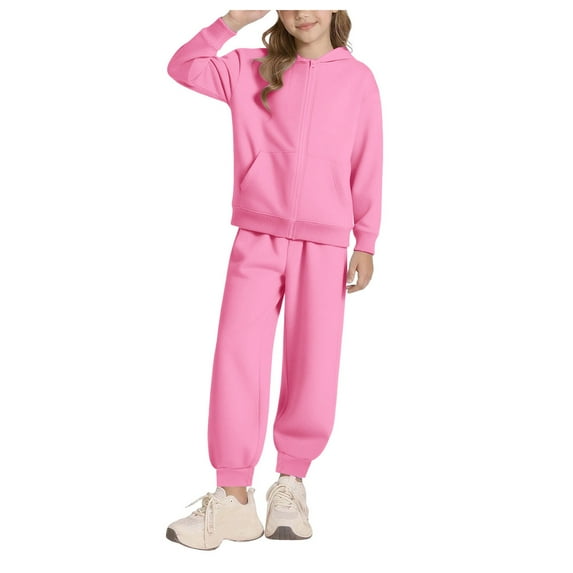 Girls Clothes Size 8 Girls Outfits Size 6 Girls Sweat Suit Set 2 Piece Soft Fleece Zip Up Hoodie and Athletic Jogger Sweatpants for Girls