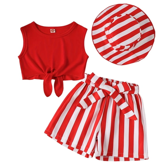 Girls Clothes Sleeveless Ruffle Tops Wide Leg Pants Kids Clothing Set 2 Pieces Summer Outfits Sleeveless T-shirt 2 Pcs Summer Dailywear Set 18-24 Months