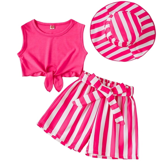 Girls Clothes Sleeveless Ruffle Tops Wide Leg Pants Kids Clothing Set 2 Pieces Summer Outfits Sleeveless T-shirt 2 Pcs Summer Dailywear Set 3-4 Years