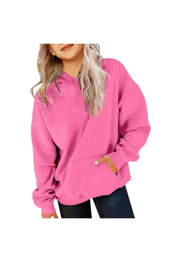 Girls Clothes Sport Pullover Custom Sweatshirt Hooded Sweatshirt Minimalist Solid Color Pullover Commute Hoodie for Girls