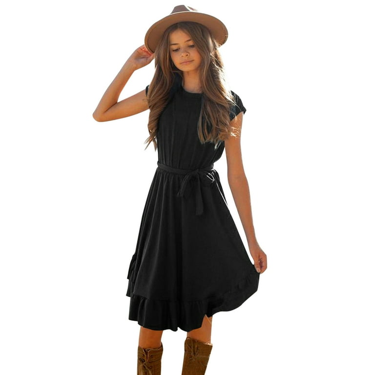 Girls black dress top age 10