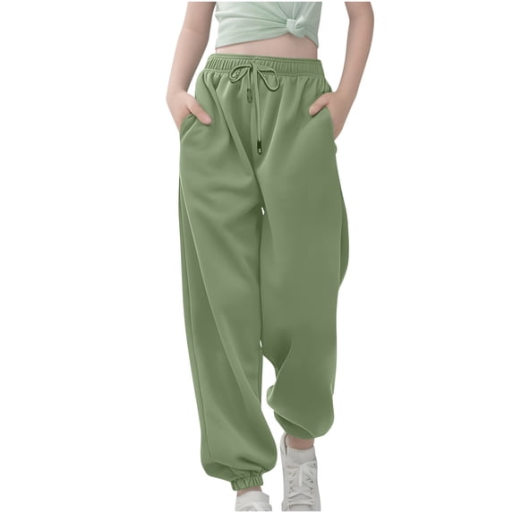 Girls Clothes Toddler Boy Pants Toddler and Girls Casual Sweatpants Casual Pull On Jogger Sweatpants with Pockets Drawstring for Girls Green 5-6 Years