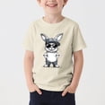 thumbnail image 1 of Girls Clothes under $5.00 Short Sleeve Round Neck Rabbit Printed Exercise Pattern Loose T-shirt 2-13Y Beige 5-6Years, 1 of 4
