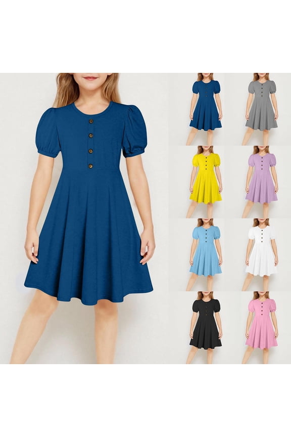 Girls Clothing Girl Dresses Size 14/16 Casual Dinner Dress A Line Tiered Flowy Casual Dresses for Dinner Party Birthday Dress Summer Dress with Sleeves Vestidos De NiñAs Elegantes