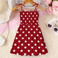 thumbnail image 1 of 5T Toddler Girl Dresses Summer Clothes Casual Kids Cute Sleeveless Dress Polka Dot Spaghetti Strap Adjustable Sun Dress Midi Pleated A Line Vacation Beach Dress, 1 of 5