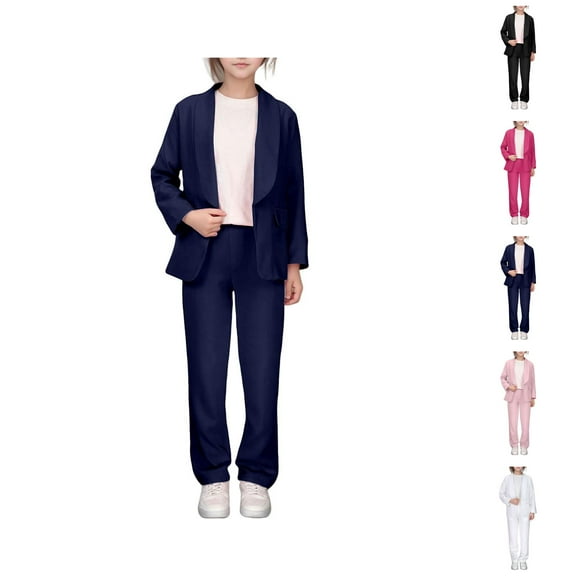 Girls Clothing Girls Clothing Set Girls Jacket Solid Color Lapel Suit Open Front Long Sleeve For Kids Girls Size 5 14 Years