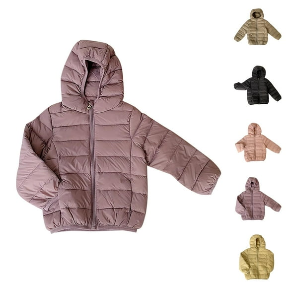 Girls Clothing Girls Coat Little Boys Girls Kids Down Coat Lightweight Jacket Hooded Zipper Fashion Winter Windproof Outwear