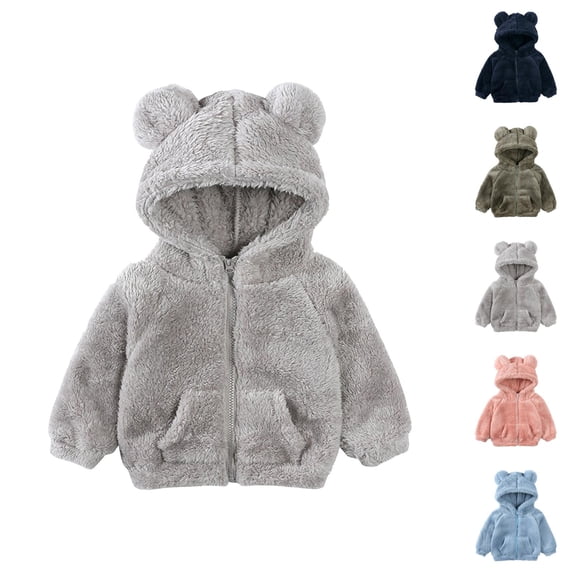 Girls Clothing Girls Jackets Toddler Kids Girls Boys Full Zip Up Hooded Jacket Coat Bear Ear Long Sleeve Thick Outerwear Snowsuit