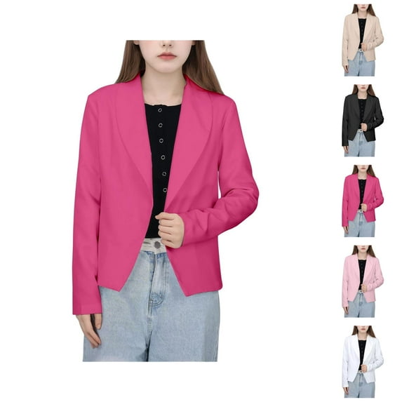 Girls Clothing Girls Lightweight Jacket Girls Formal Jacket Solid Color Lapel Suit Open Front Long Sleeve Top For Kids Girls Size 5 14 Years