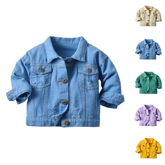 Girls Clothing Jacket for Girls Toddler Boys Girls Windproof Solid Denim Coat Jacket Kids Warm Outerwear Jacket