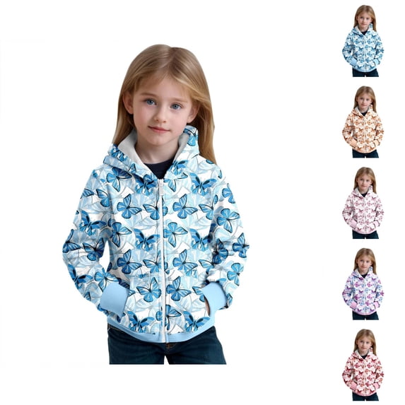 Girls Clothing Jackets for Girls Kids Boys Girls Hooded Zipper Jacket Prints Hoodie Sweatshirt Toddler Child Pullover Coat