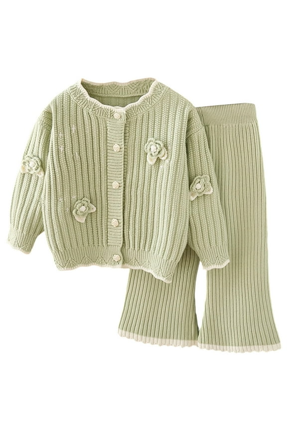 Girls' Clothing Sets 3-4 Years Knit Sweater Long Sleeve Pant Girl Clothes