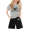 thumbnail image 1 of Girls' Clothing Sets Bow Print Crew Neck Short Sleeve Tops And Shorts with Pocket Casual 2Pcs Baby Girl Outfits Grey1 8 Years-9 Years, 1 of 4