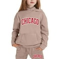 thumbnail image 1 of Girls' Clothing Sets Clearance Long Sleeve Chicago Printed T Shirt Pants Set Letter Print Casual Clothes Set for Children Kids,Khaki,4-5 Years, 1 of 6