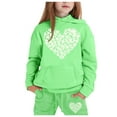 thumbnail image 1 of Girls' Clothing Sets Clearance Long Sleeve Heart Printed Shirt Pants Set Graphic Print Casual Clothes Set for Children Kids,Green,12-13 Years, 1 of 4