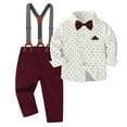 thumbnail image 1 of Girls' Clothing Sets Formal Long Sleeve Dots Wedding Dress Shirt with Bowtie Suspender Pants Boys Clothes 12-18 Months, 1 of 1