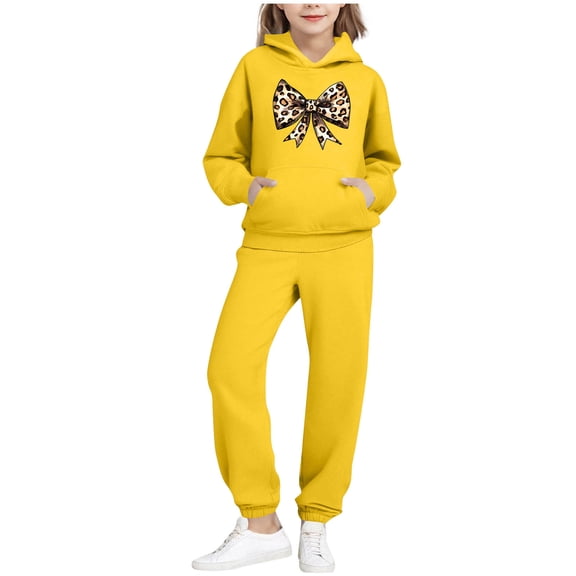 Girls' Clothing Sets Long Sleeve Casual Hoodie Sweatshirt and Jogger Pants Sweat Set Fall Winter Boys Fashion Outfits 2-14 Years