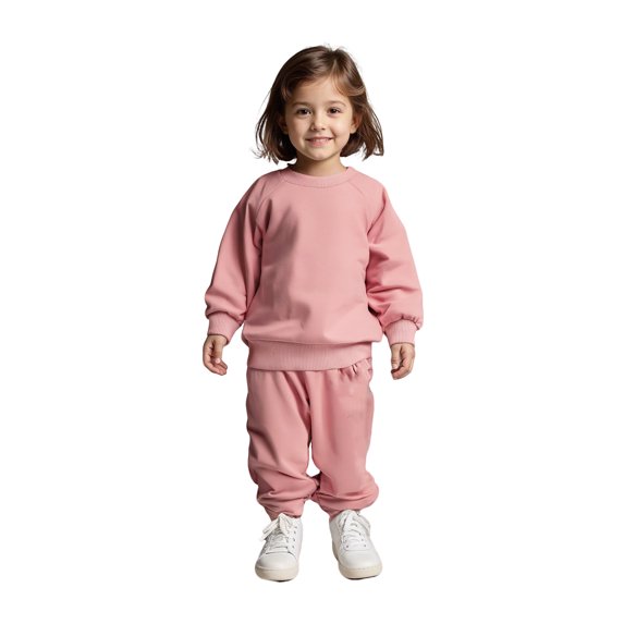 Girls' Clothing Sets Long Sleeve Crewneck Pink Casual Pullover Sweatshirt and Active Jogger Pants 2 Piece Warm Fall Winter Clothes Tween Clothes 6-12Months Boys Girls Fashion