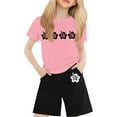 thumbnail image 1 of Girls' Clothing Sets Size 10-12 Clearance Floral Prints Round Neck Pants Clothes Set Cute Casual Outfits,Pink,6-7 Years, 1 of 4