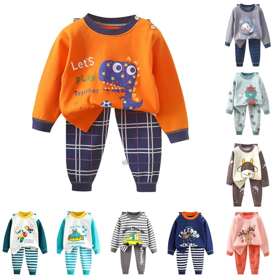 Girls' Clothing Sets Soft Cozy 2 Piece Long Sleeve Animals Print Tops Pants Outfit Set Kids Clothes 6-12 Months