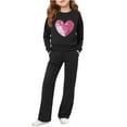 thumbnail image 1 of Girls' Clothing Sets Solid Color Crewneck Sweatshirt and Wide Leg Sweatpants Jogging Suits 2 Piece Girls Fall Outfits 7-15 Years, 1 of 5