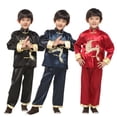 thumbnail image 1 of Girls' Clothing Sets Tang Suit Festival Long Sleeve Dragon Embroidered Open Front Dress Tops Pants Set Boys Clothes 4-5 Years, 1 of 6