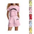 thumbnail image 1 of Girls Clothing Sets for Girls Girls Fashion Letter Print Casual Loose Short Sleeve Suit(4 14 Ages), 1 of 4