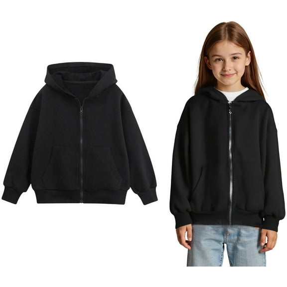 Girls Coat&Jacket Girls Hooded Zip Up Jacket Lightweight Outerwear Casual Pullover Coat For Teens Youth Autumn Winter Fashion