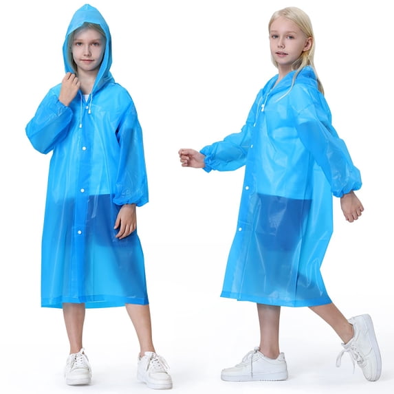Girls Coat&jacket Reusable Raincoats for All Ages EVA Ponchos with Hood Rainwear for Kids and Adults 2PCS
