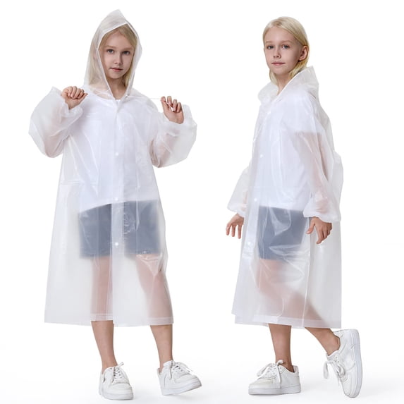 Girls Coat&jacket Reusable Raincoats for All Ages EVA Ponchos with Hood Rainwear for Kids and Adults 2PCS