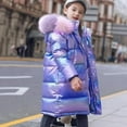 thumbnail image 1 of Girls' Coats Girls Winter Jacket Padded Coat Hooded Quilted Jacket Kids Warm Shining Snowsuit Windproof Outerwear Purple 8-9 Years, 1 of 6